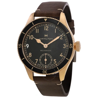 Hamilton Khaki Aviation Pioneer Hand Wind Black Dial Men's Watch H76709530 In Brown