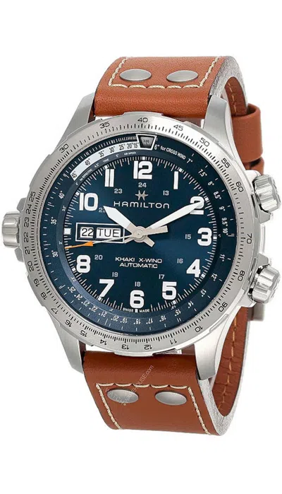 Pre-owned Hamilton Khaki Aviation X-wind Auto Ss Blue Dial Men's Watch H77765541