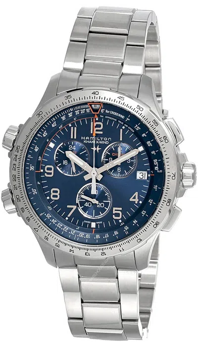 Pre-owned Hamilton Khaki Aviation X-wind Gmt Chrono Qtz Ss Men's Watch H77922141