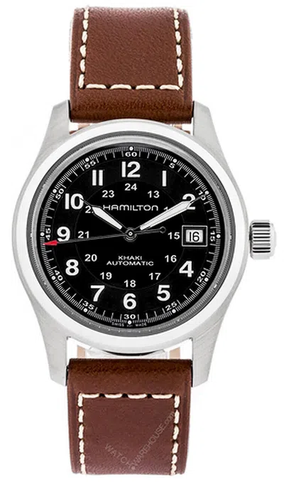 Pre-owned Hamilton Khaki Field 38mm Automatic Brn Leather Men's Watch H70455533