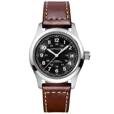 Pre-owned Hamilton Khaki Field 38mm Automatic Brn Leather Men's Watch H70455533 In Brown