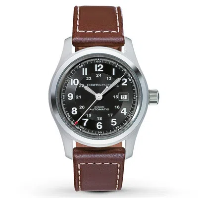 Pre-owned Hamilton Khaki Field 42mm Brown Lthr Automatic Men's Watch H70555533