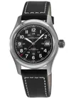 Hamilton Khaki Field Auto 38mm Black Dial Leather Strap Men's Watch H70455733 In Black