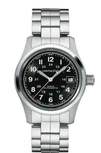 HAMILTON KHAKI FIELD AUTO 38MM BLACK DIAL STEEL MEN'S WATCH H70455133