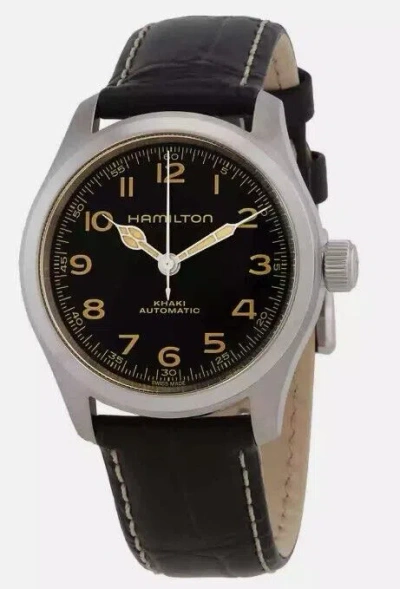 Pre-owned Hamilton Khaki Field Automatic Black Dial Leather Strap Men's Watch H70405730