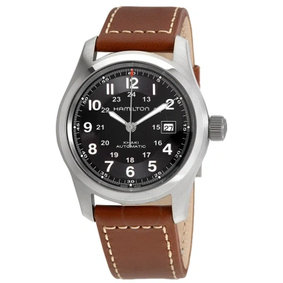 Hamilton Khaki Field Automatic Black Dial Men's Watch H70555533 In Black / Brown / Skeleton