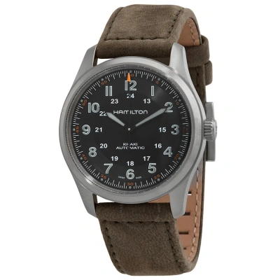 Hamilton Khaki Field Automatic Black Dial Unisex Watch H70205830 In Black / Green / Khaki