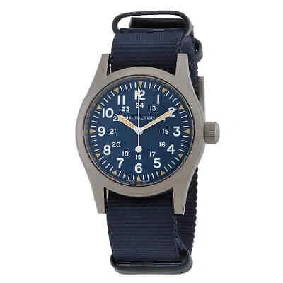 Pre-owned Hamilton Khaki Field Manual Wind Blue Dial Men's Watch H69439940