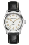 Hamilton Khaki Field Murph Automatic White Dial Black Leather Strap Men's Watch H70405710 In White