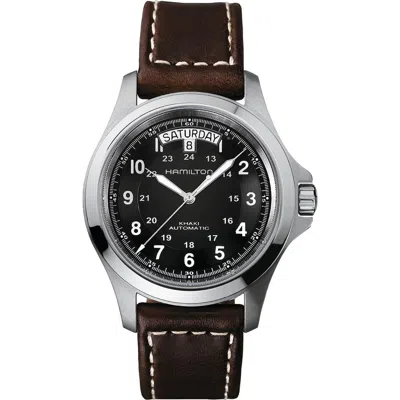 Hamilton Khaki Field Automatic Leather Strap Watch, 40mm In Brown/black/silver