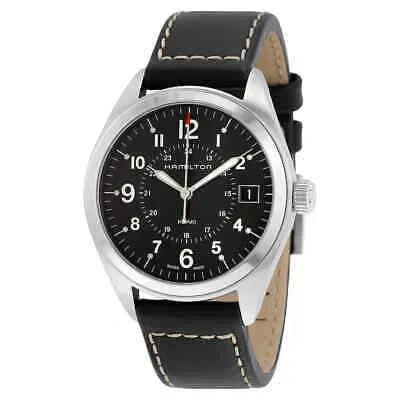 Pre-owned Hamilton Khaki Field Black Dial Black Leather Watch H68551733