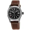 Hamilton Khaki Field Black Dial Brown Leather Strap Men's Watch H70455533 In Black