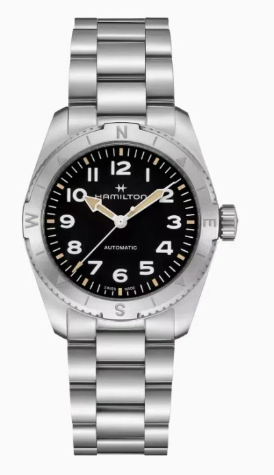 Pre-owned Hamilton Khaki Field Black Dial Compass Design Men's Watch H70225130