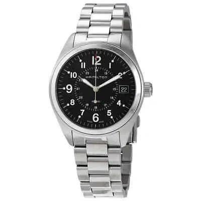 Pre-owned Hamilton Khaki Field Black Dial Stainless Steel Men's Watch H68551933