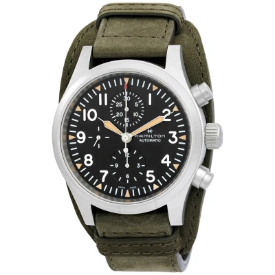 Hamilton Khaki Field Chronograph Automatic Black Dial Men's Watch H71706830 In Black / Green / Khaki