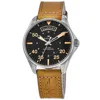 Hamilton Khaki Field Day Date Auto Black Dial Brown Leather Strap Men's Watch H64645531 In Black
