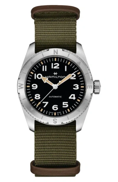 Hamilton Khaki Field Expedition Automatic Nato Strap Watch, 37mm In Green