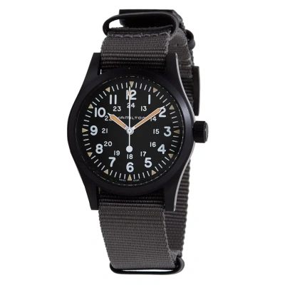 Hamilton Khaki Field Hand Wind Black Dial Men's Watch H69409930 In Black / Grey / Khaki