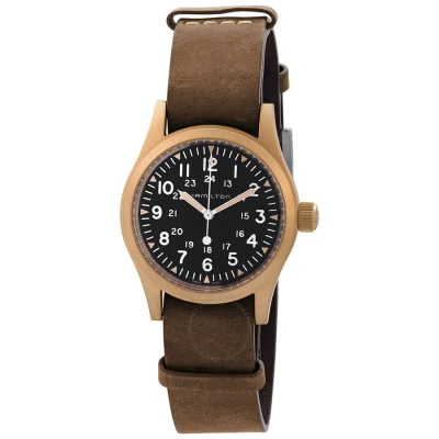 Hamilton Khaki Field Hand Wind Black Dial Men's Watch H69459530 In Black / Bronze / Brown / Khaki