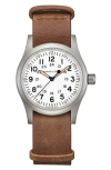 Hamilton Khaki Field Leather Strap Watch, 38mm In Brown/white/silver
