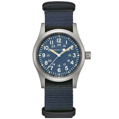 Pre-owned Hamilton Khaki Field Mechanical 38mm Blue Dial Fabric Strap Watch H69439940