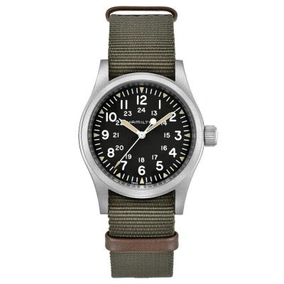 Pre-owned Hamilton Khaki Field Mechanical Black Dial Nylon Men's Watch H69439931