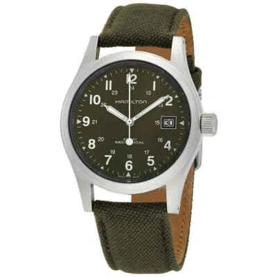 Pre-owned Hamilton Khaki Field Mechanical Green Dial Men's Watch H69439363