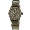 Hamilton Khaki Field Mechanical Manual Winding Brown Dial Green Fabric Strap Men's Watch H69449961 In Brown