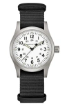 Hamilton Khaki Field Mechanical Manual Winding White Dial Fabric Strap Men's Watch H69439910 In White