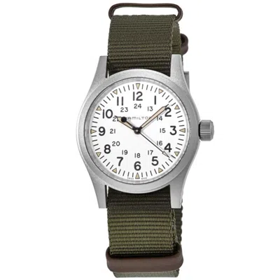 Hamilton Khaki Field Mechanical White Dial Green Fabric Strap Men's Watch H69439411