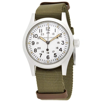 Hamilton Khaki Field Mechanical White Dial Men's Watch H69439411 In Black / Green / Khaki / White