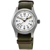 Hamilton Khaki Field Mechanical White Dial Textile Strap Men's Watch H69529913 In Green