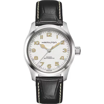 Pre-owned Hamilton Khaki Field Murph 38mm White Dial Leather Strap Watch H70405710