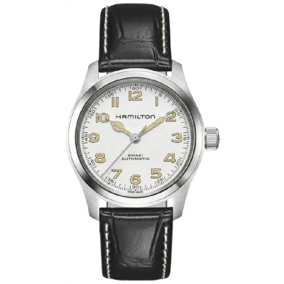 HAMILTON KHAKI FIELD MURPH AUTOMATIC WHITE DIAL BLACK LEATHER STRAP MEN'S WATCH H70405710