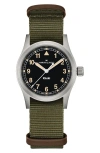Hamilton Men's Swiss Khaki Field Green Textile Strap Watch 38mm In Black