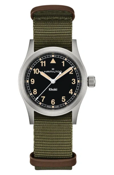 Hamilton Men's Swiss Khaki Field Green Textile Strap Watch 38mm