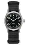Hamilton Men's Swiss Khaki Field Black Textile Strap Watch 38mm In Black