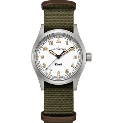 Hamilton Khaki Field Nato Strap Watch, 38mm In Green And White