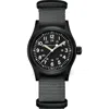 Hamilton Unisex Swiss Mechanical Khaki Field Black Nato Strap Watch 38mm In Grey/silver