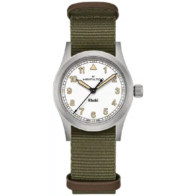 Hamilton Khaki Field Quartz 33mm White Dial Fabric Strap Women's Watch H69301910 In Silver