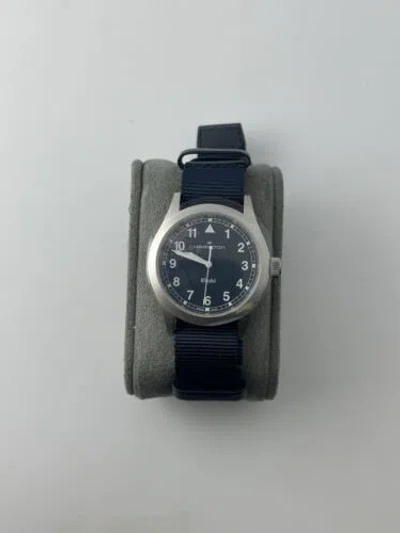 Pre-owned Hamilton Khaki Field Quartz 38 Mm Blue Dial Blue Watch H69401940 In Box