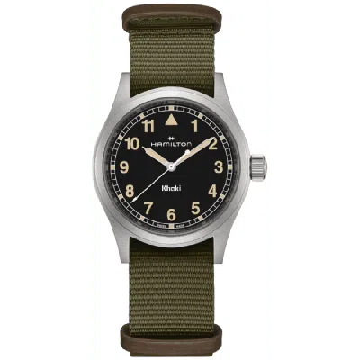 Hamilton Khaki Field Quartz Black Dial Green Fabric Strap Men's Watch H69401930