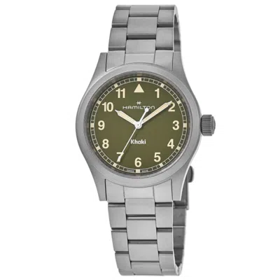 Hamilton Khaki Field Quartz Green Dial Stainless Steel Men's Watch H69401160 In Neutral