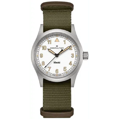 Hamilton Khaki Field Quartz White Dial Green Fabric Strap Men's Watch H69401910