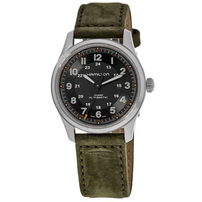 Hamilton Khaki Field Titanium Auto Black Dial Leather Strap Men's Watch H70205830