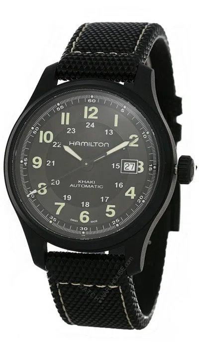 Pre-owned Hamilton Khaki Field Titanium Blk Pvd Auto Men's Watch H70575733