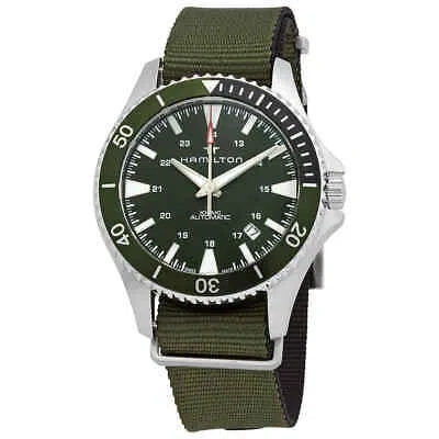 Pre-owned Hamilton Khaki Navy Automatic Green Dial Sprite Bezel Men's Watch H82375961