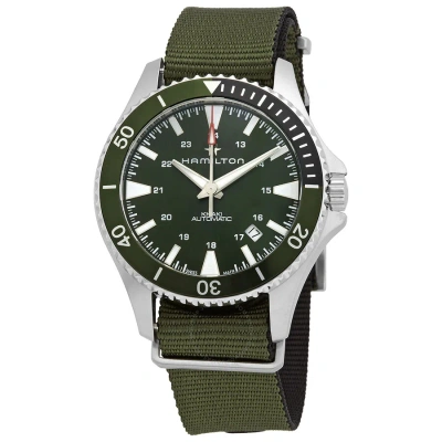 Hamilton Khaki Navy Automatic Green Dial Sprite Bezel Men's Watch H82375961 In Black / Green / Khaki / Navy