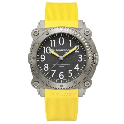 Pre-owned Hamilton Khaki Navy Belowzero Automatic Yellow Strap Men's Watch H78535380