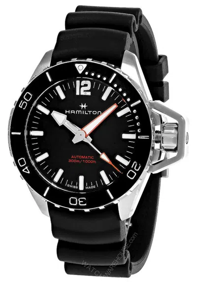 Pre-owned Hamilton Khaki Navy Frogman Auto 46mm Rubber Men's Watch H77825330